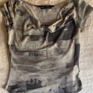 Silence + Noise Lara Off-The-Shoulder Mesh Top